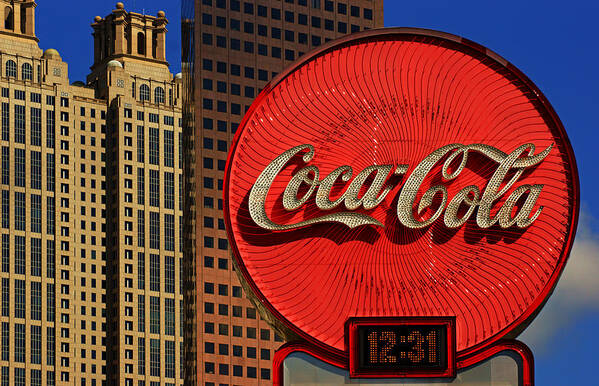 Neon Art Print featuring the photograph Coca Cola Neon Sign Atlanta by Daniel Woodrum