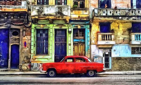 Red Art Print featuring the painting Colorful Cuba by Edward Fielding