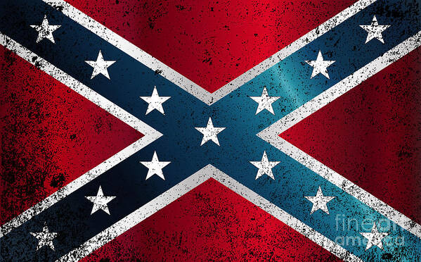 Flag Art Print featuring the digital art Confederate Civil War Flag Grunge by Bigalbaloo Stock