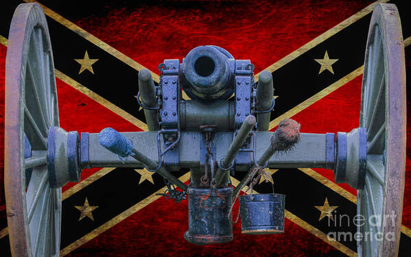 Confederate Flag And Cannon Art Print featuring the digital art Confederate Flag and Cannon by Randy Steele