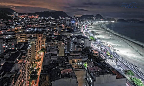 Copacabana Beach Art Print featuring the photograph Copacabana Lights by S Paul Sahm