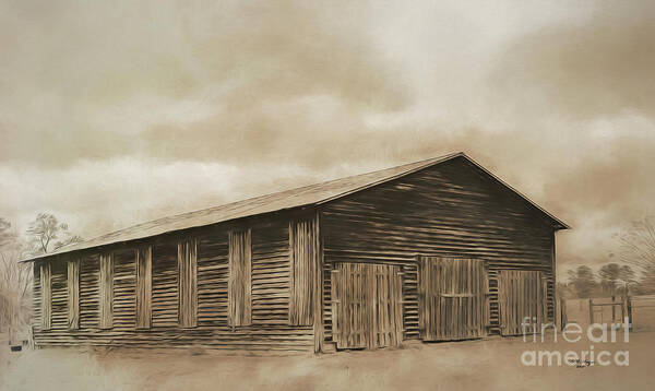 Barns Art Print featuring the digital art Country Barn by DB Hayes