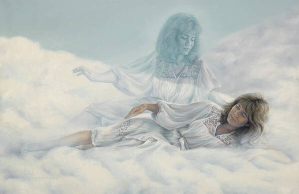 Spirituality Art Print featuring the painting Creating a Body With Clouds by Lucie Bilodeau