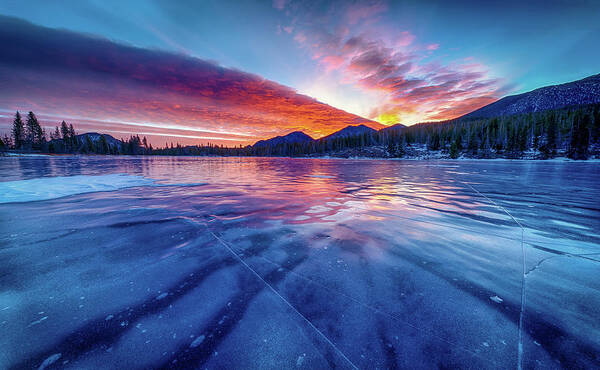 Lake Art Print featuring the photograph Dave Soldano Sprague Lake Frozen Sunrise by David Soldano