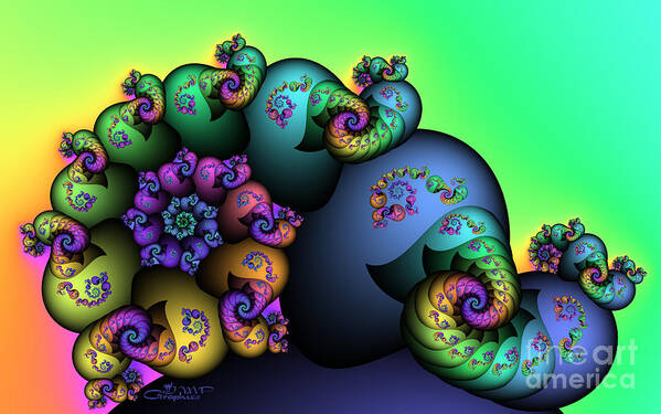 Fractal Art Print featuring the digital art Decorated Snail by Jutta Maria Pusl