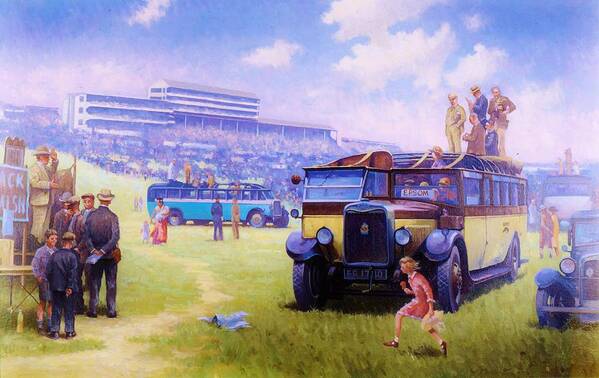  Art Print featuring the painting Derby day Epsom 1929. by Mike Jeffries