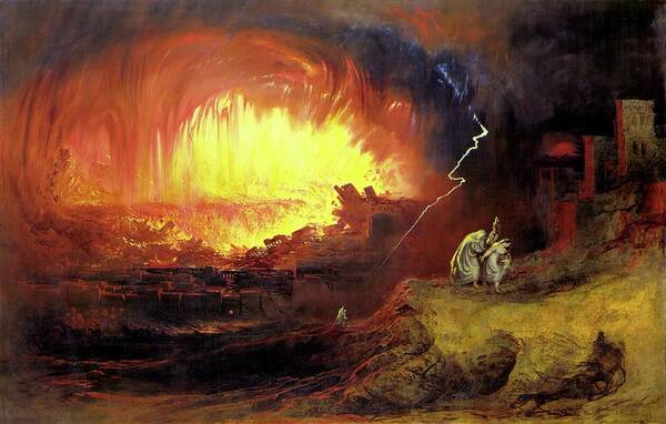 Sodom Art Print featuring the painting Destruction Of Sodom And Gomorah by Troy Caperton
