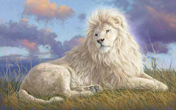 White Lion Art Print featuring the painting Divine Beauty by Lucie Bilodeau