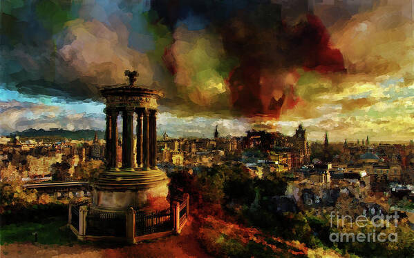 City Art Print featuring the painting Edinburgh Scotland 01 by Gull G