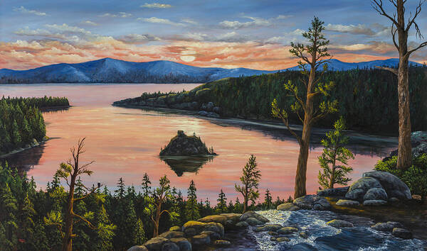 Landscape Art Print featuring the painting Emerald Bay by Darice Machel McGuire