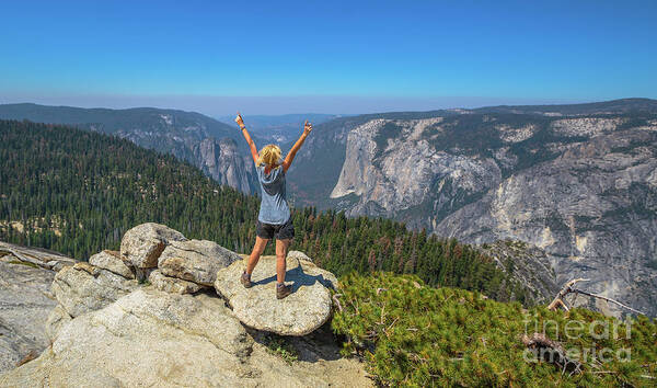 Yosemite Art Print featuring the photograph Enjoying at Yosemite summit by Benny Marty