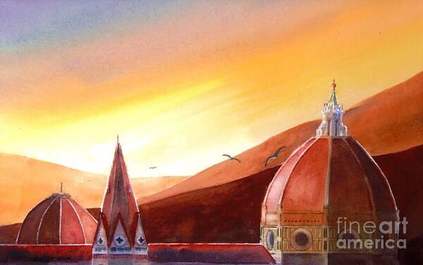 Italy Art Print featuring the painting Firenze Dawn by Petra Burgmann