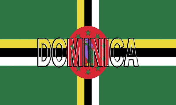 Dominica Art Print featuring the digital art Flag of Dominica Word by Roy Pedersen