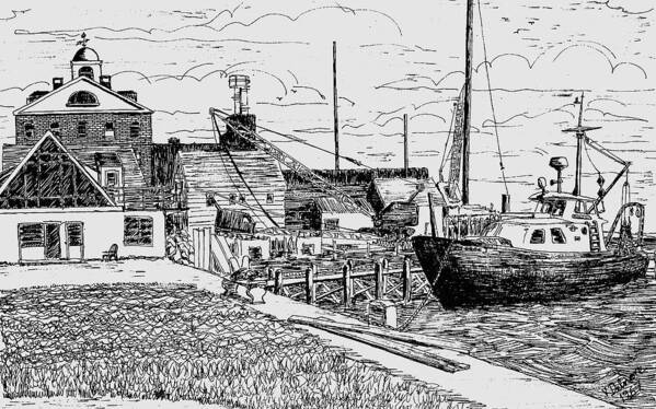 Woods Hole Art Print featuring the drawing From the Sundial by Vic Delnore