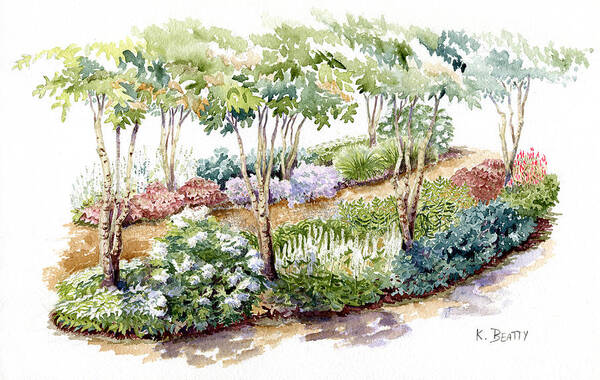 Garden Art Print featuring the painting Garden, Dark Side by Karla Beatty