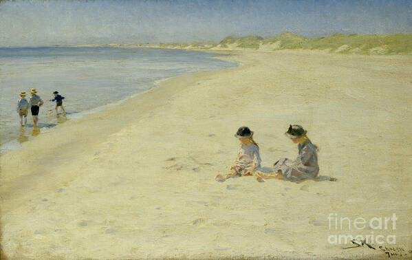 Peder Severin Kroeyer Art Print featuring the painting Girls at the beach by O Vaering