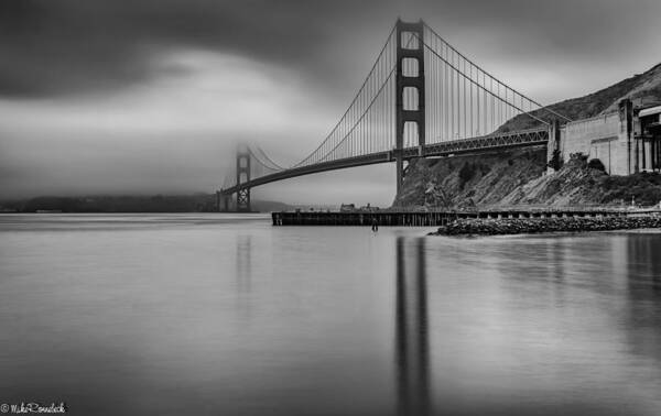 Golden Gate Bridge Art Print featuring the photograph Golden Gate Black and White by Mike Ronnebeck