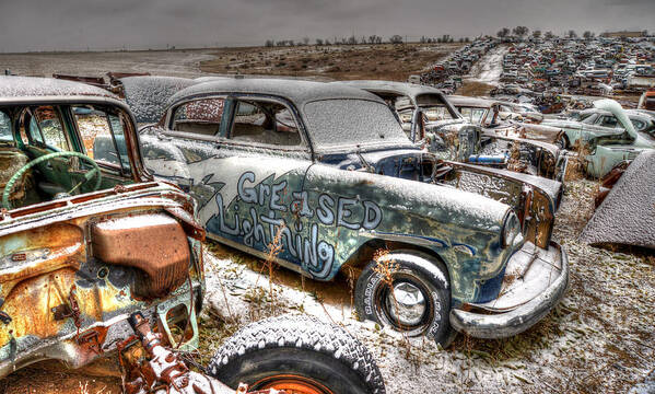 Salvage Yard Art Print featuring the photograph Greased Lightning by Craig Incardone