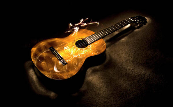 Guitar Art Print featuring the photograph Guitar, plucked by Karen Smale