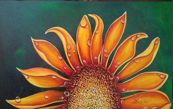 Sunflower Art Print featuring the painting Happy Flower by Owen Lafon