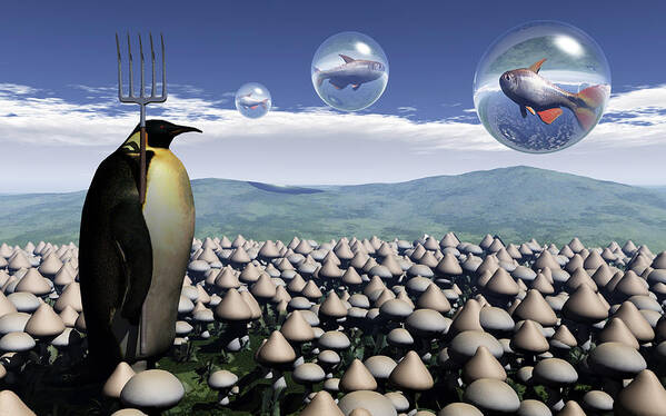 Surreal Art Print featuring the digital art Harvest Day Sightings by Richard Rizzo