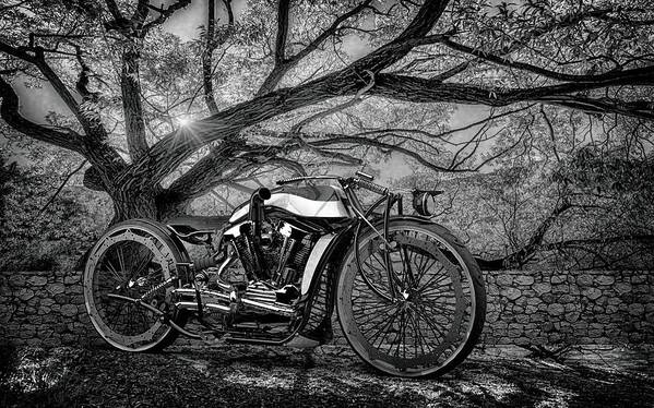 Bw # Motorcycle 3 Blackandwhite # Motorbike # Chrome # Cafe Racer # Caferacer # Cafe Racers# Bobbers # Street Trackers# Cafe Racers # Bobbers# Street Trackers# Custom Motorcycle #old School # Classic Motorcycle # Old School Art Print featuring the photograph HD Cafe Racer by Louis Ferreira