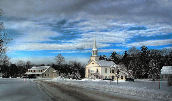 Snow Art Print featuring the photograph New Snow on Hebron Common by Wayne King