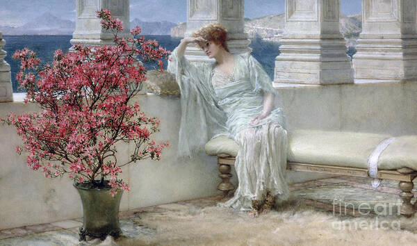 Her Art Print featuring the painting Her eyes are with her thoughts and they are far away by Lawrence Alma-Tadema