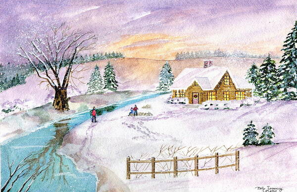 Home For Christmas Art Print featuring the painting Home for Christmas by Melly Terpening