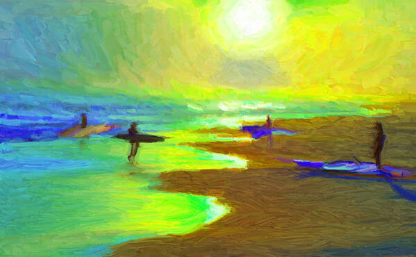 Surf Art Print featuring the painting Into the Surf by Caito Junqueira