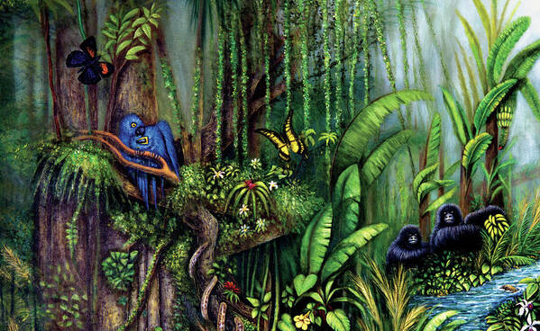 Jungle Art Print featuring the painting Jungle Talk by Lynn Buettner