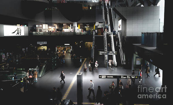 Escalator Art Print featuring the photograph Kyoto Train Station, Japan 2 by Perry Rodriguez