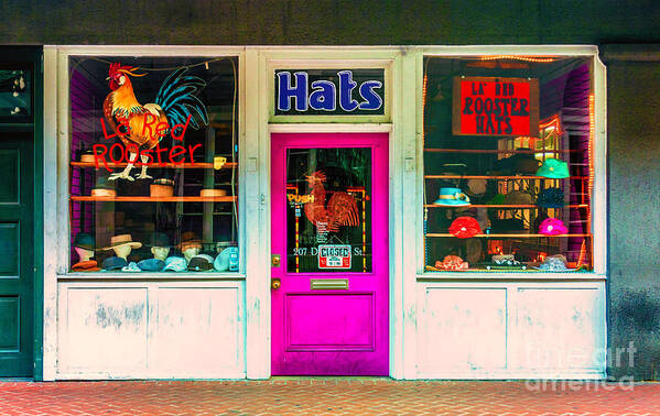 Hat Shop Art Print featuring the photograph La Red Rooster Hats by Frances Ann Hattier