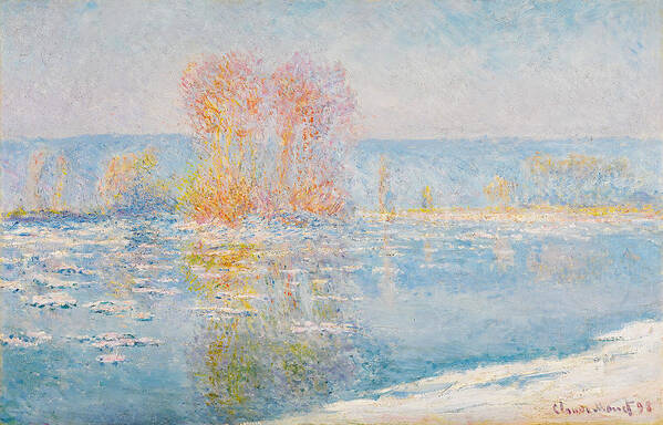 Claude Monet Art Print featuring the painting Les Glacons. Bennecourt by Claude Monet