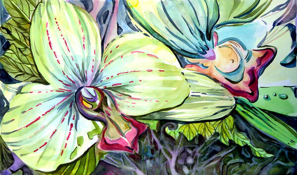 Orchids Art Print featuring the painting Light of Orchids by Mindy Newman