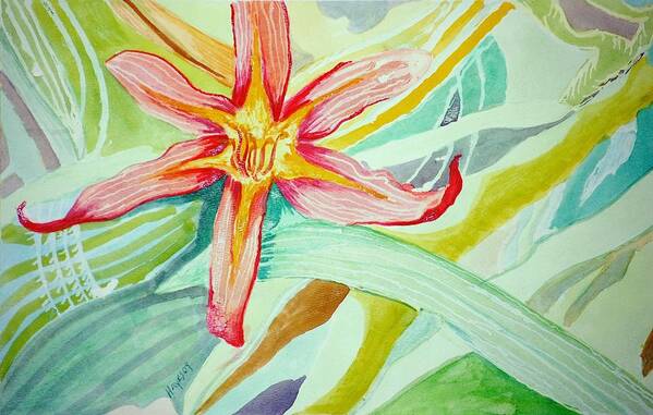 Flower Art Print featuring the painting Lilly by Jame Hayes
