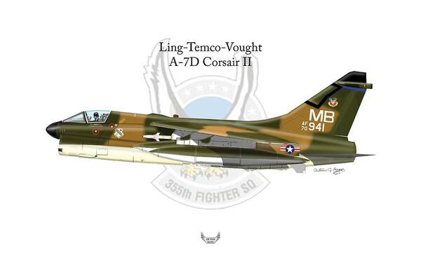 Ling Art Print featuring the digital art Ling-Temco-Vaught A-7D Corsair by Arthur Eggers