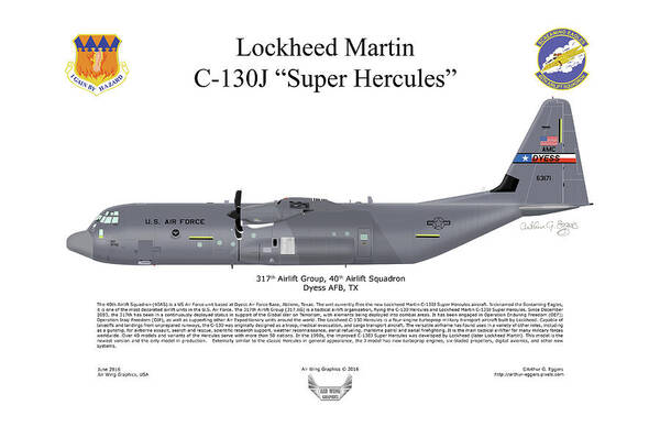 Lockheed Martin Art Print featuring the digital art Lockheed Martin C-130J-30 Super Hercules by Arthur Eggers