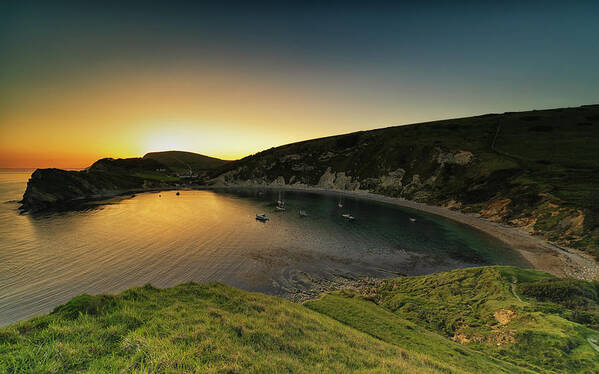 Lulworth Cove Art Print featuring the photograph Lulworth Sunset #2 by Framing Places
