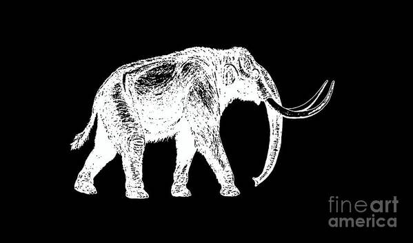 Mastodon. Woolly Art Print featuring the digital art Mammoth White Ink Tee by Edward Fielding