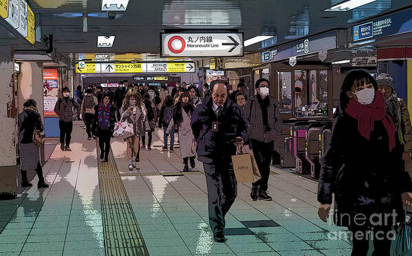 Pedestrians Art Print featuring the photograph Marunouchi Line, Tokyo Metro Japan Poster by Perry Rodriguez