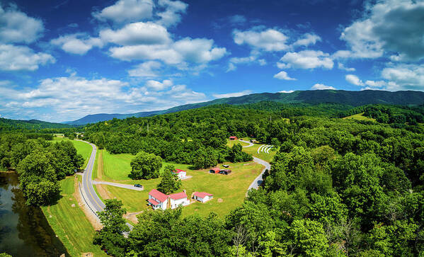 Aerial Art Print featuring the photograph McGhee Farm Panoramic by Joe Shrader