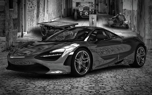  Mclaren 720s # Mclaren # Super Series Cars # 710 Bhp # Super Car # Mclaren 720s 2018 # Supercars # Twin-turbo # Zero To 60 Mph In Just 2.7 Seconds # Bw Super Car Art # Car Art Art Print featuring the digital art McLaren 720S BW by Louis Ferreira