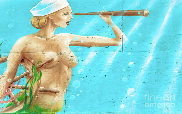 Graffiti Art Print featuring the photograph Mermaid Sailor - Graffiti by Colleen Kammerer
