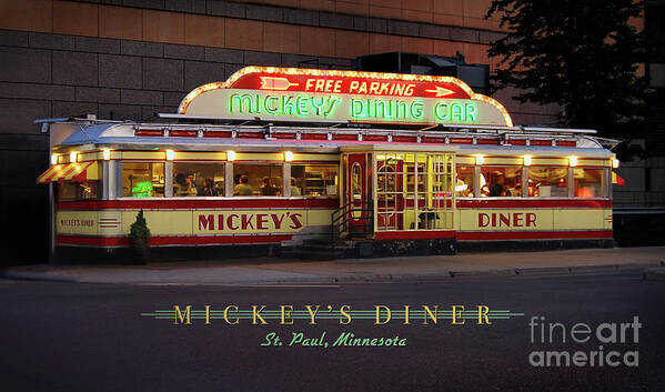Mickey's Art Print featuring the photograph Mickey's Diner, St. Paul by Ron Long