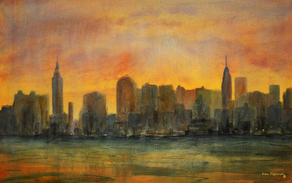 Queens Art Print featuring the painting Midtown Morning by Ken Figurski