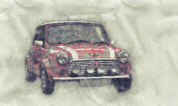 Mini Marque Art Print featuring the mixed media Mini marque 1 - BMW - 1959s - Automotive Art - Car Posters by Studio Grafiikka