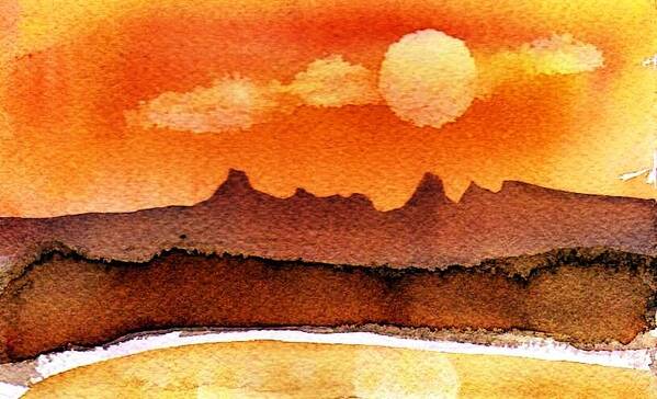 Desert Art Print featuring the painting Mohavae Moon by Anne Duke