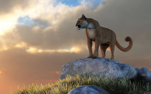  Art Print featuring the digital art Mountain Lion by Daniel Eskridge