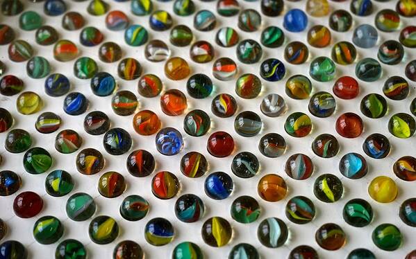 Marbles Art Print featuring the photograph Multicolored Marbles by Shirley Stevenson Wallis